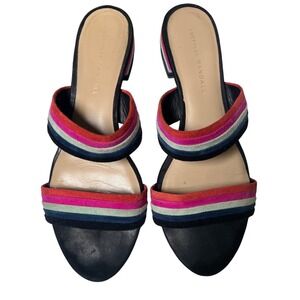 Boho Striped Suede Slide Sandals Colorblock Loeffler Randall Women‎ 8B